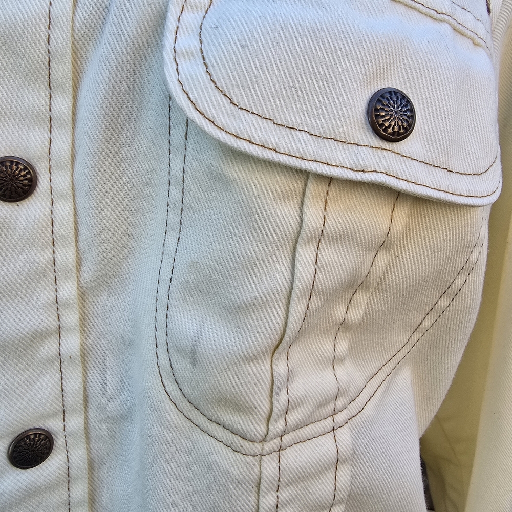 Western Jacket Womens Medium White Embroidered Floral Sequin Stud Button Up - Picture 8 of 16